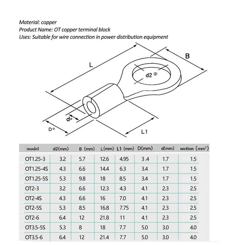 ELECALL 420pcs Non-Insulated Ring Terminals & Fork Connector Kit 22-16/16-14/12-10 Gauge Wire Lugs Battery Cable Terminals Wire Crimp Connectors High Temperature T2 Pure Non-Insulated Copper Connector - Image 5